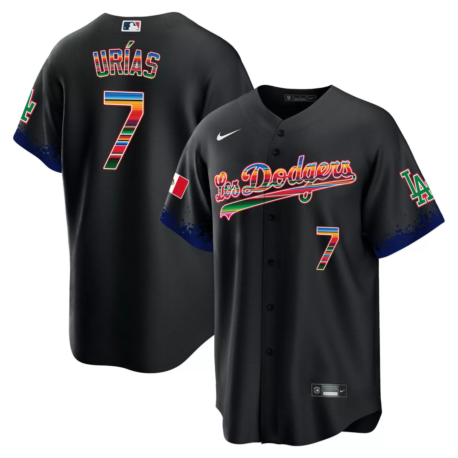 Julio Uras 7 Los Angeles Dodgers Jersey Black City Connect Mexico Flag Men Alternate