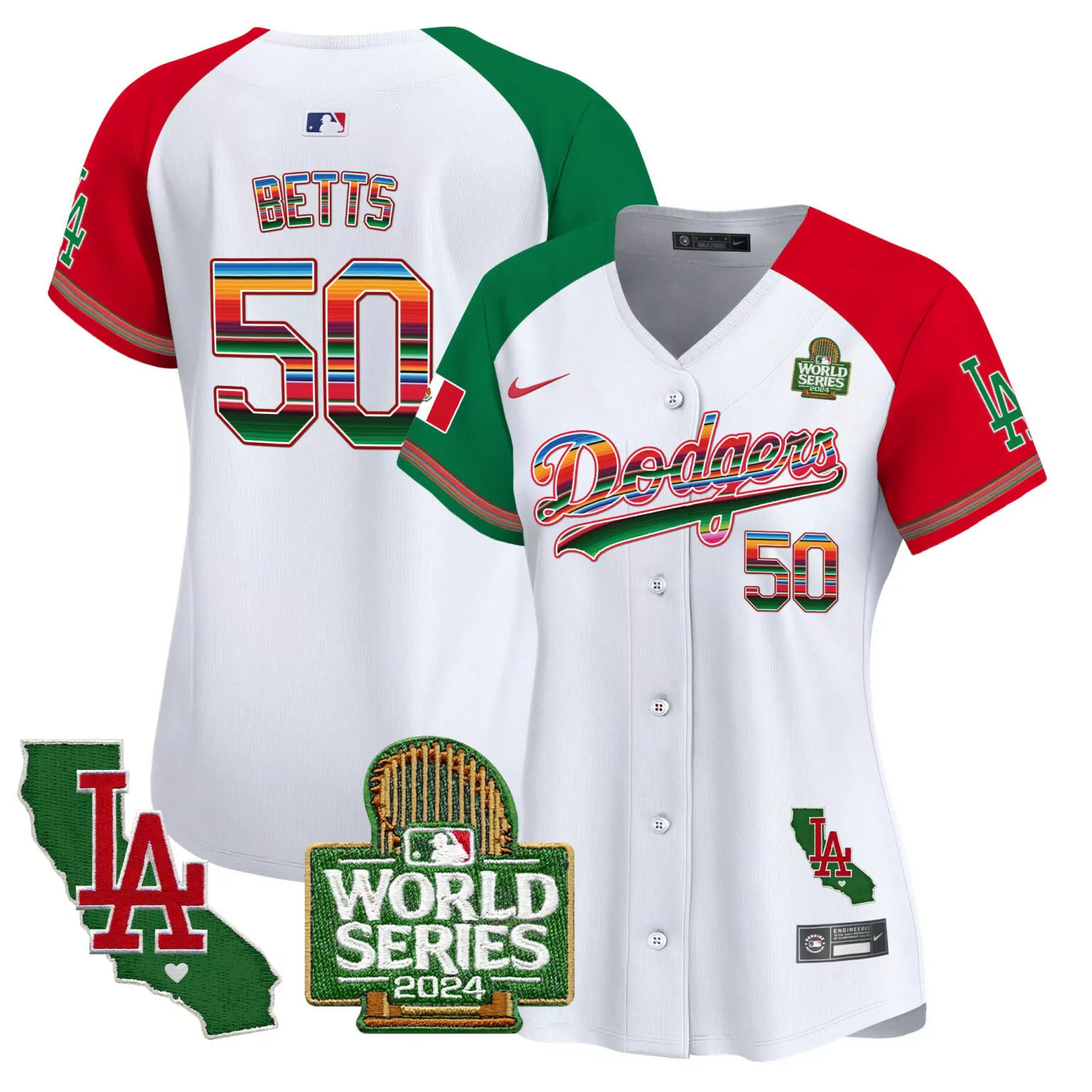 Mookie Betts 50 Dodgers Jersey White World Series 2024 California LA Map Men Alternate