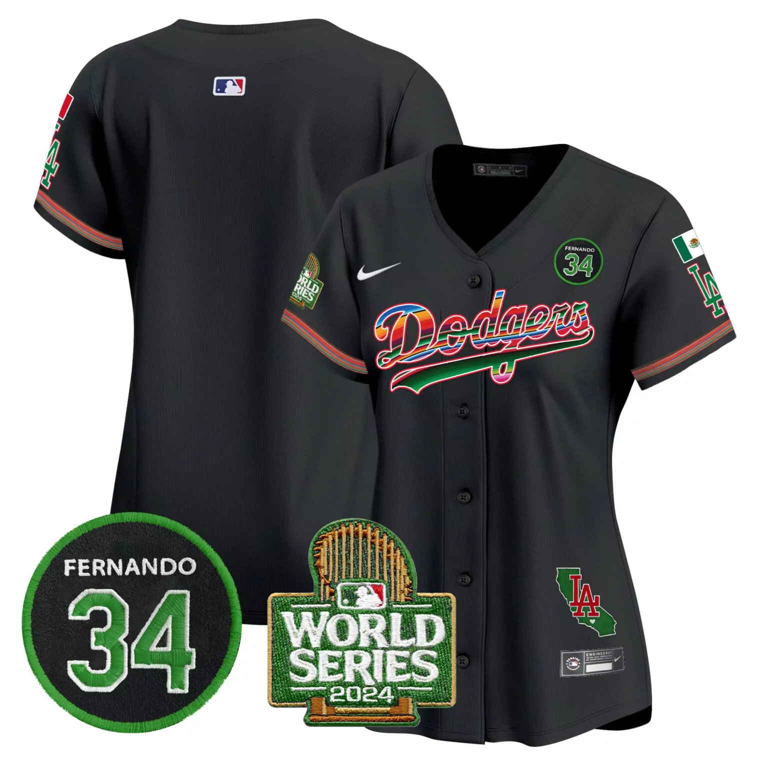 Fernando 34 Dodgers Jersey Black World Series 2024 California LA Men Alternate Split Design