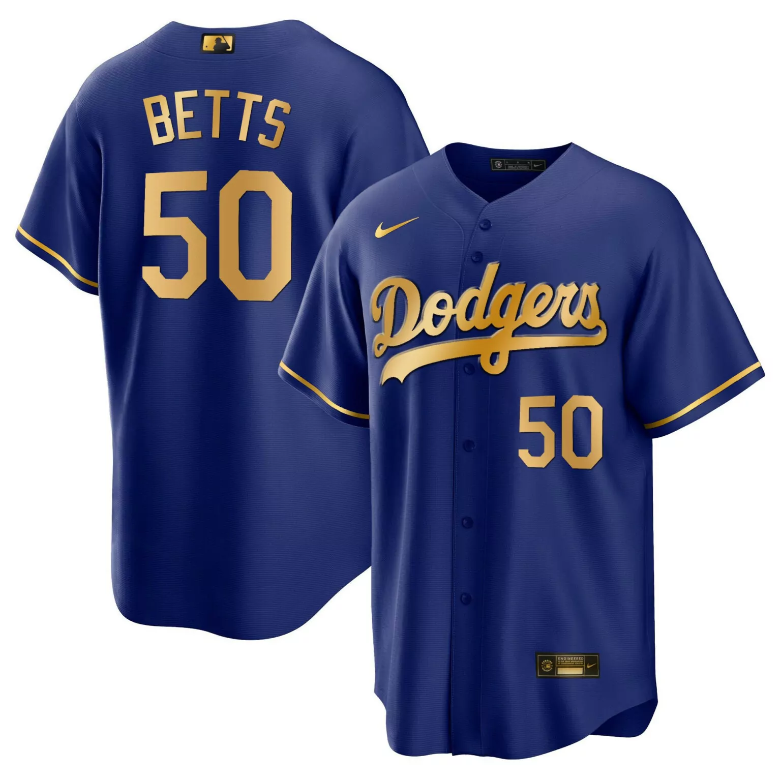 Mookie Betts 50 Dodgers Jersey Royal Blue City Connect Men Gold Cool All Stitched