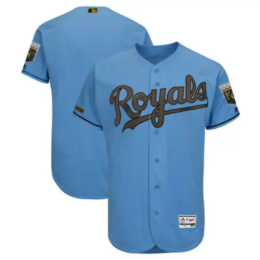 Custom Kansas City Royals Jersey Light Blue Majestic Kc Men Dark White Gold Stitched