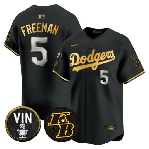 Freddie Freeman 5 Dodgers Jersey Black Mamba Day Vin Kb 2023 Men Gold Silver Vapor