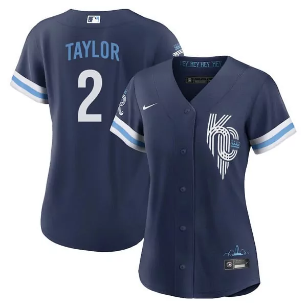 Taylor 2 Kansas City Royals Jersey Navy Blue Connect Men Light White Flex Base Stitched