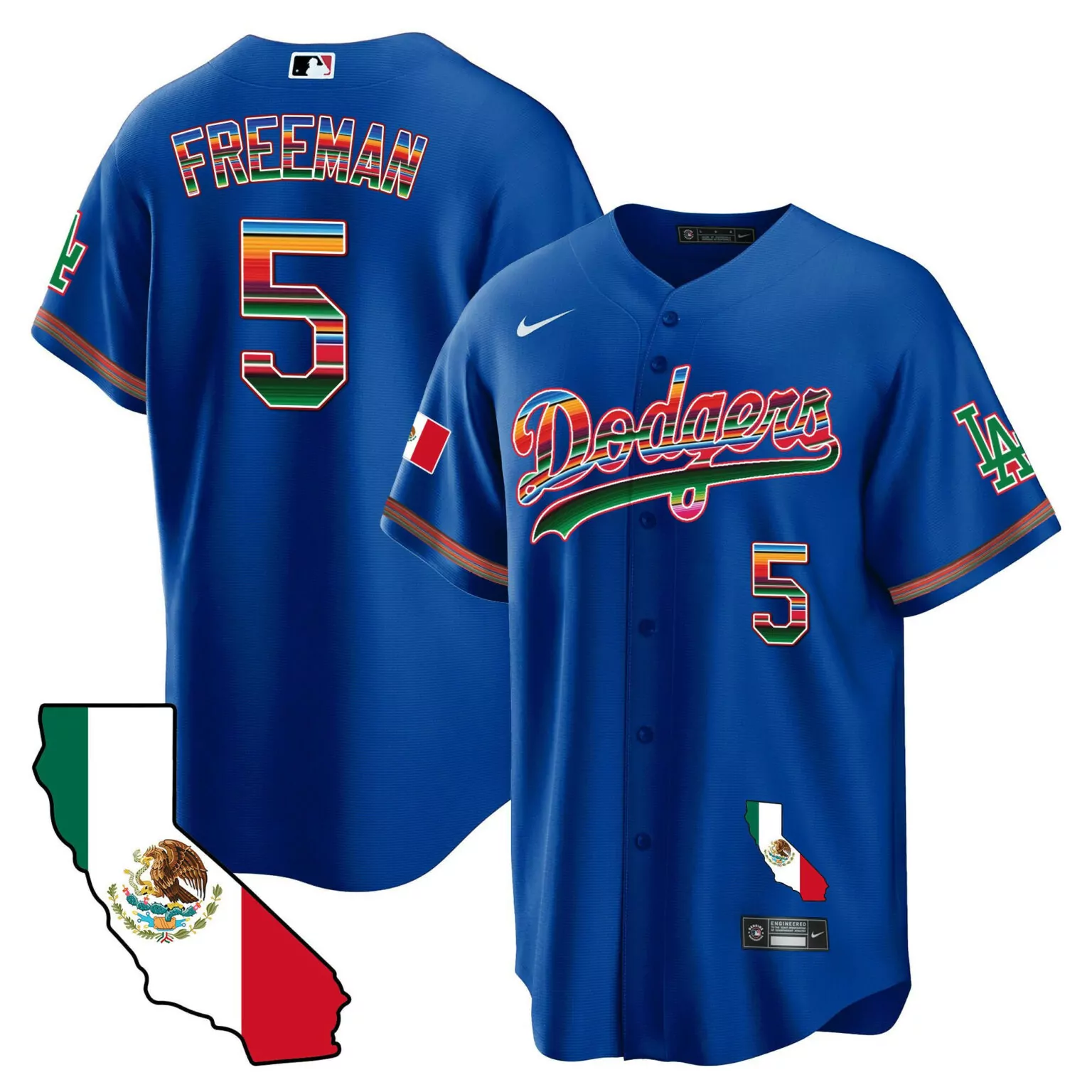 Freddie Freeman 5 Dodgers Jersey Blue City Connect California Men Split Custom Design