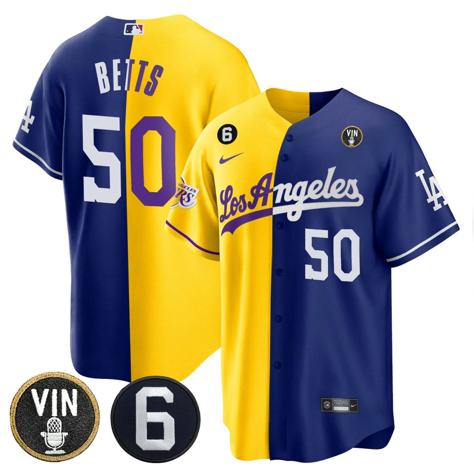 Mookie Betts 50 Jersey Blue Mamba Day Los Angeles Dodgers Vin Number 2023 Men MLB