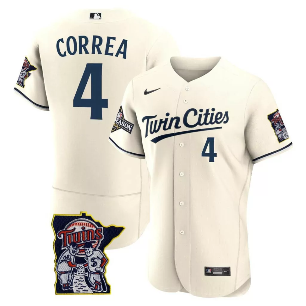 Carlos Correa 4 Twins Jersey Cream City Connect Minnesota Season Men Navy All Stitched