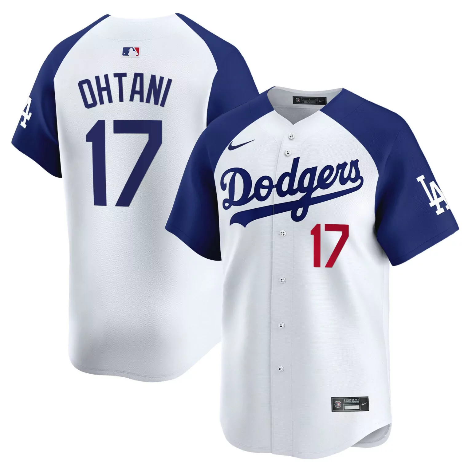 Shohei Ohtani 17 Dodgers Jersey White Men Blue Alternate All Stitched