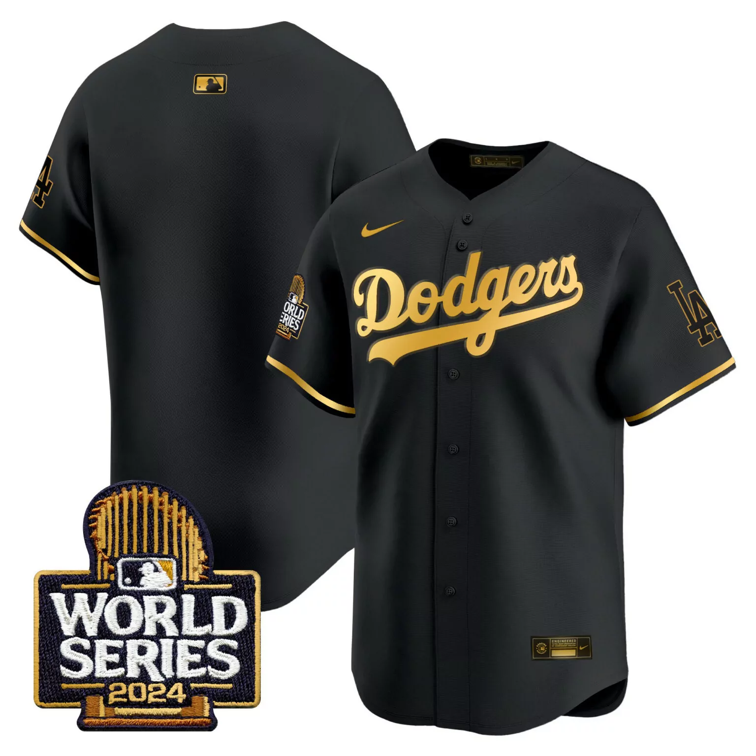 Custom Los Angeles Dodgers Jersey Black World Series 2024 Men Gold All Stitched