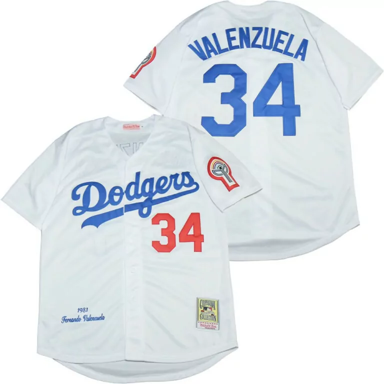 Fernando Valenzuela 34 Dodgers Jersey White Cooperstown Collection 1981 Men Blue