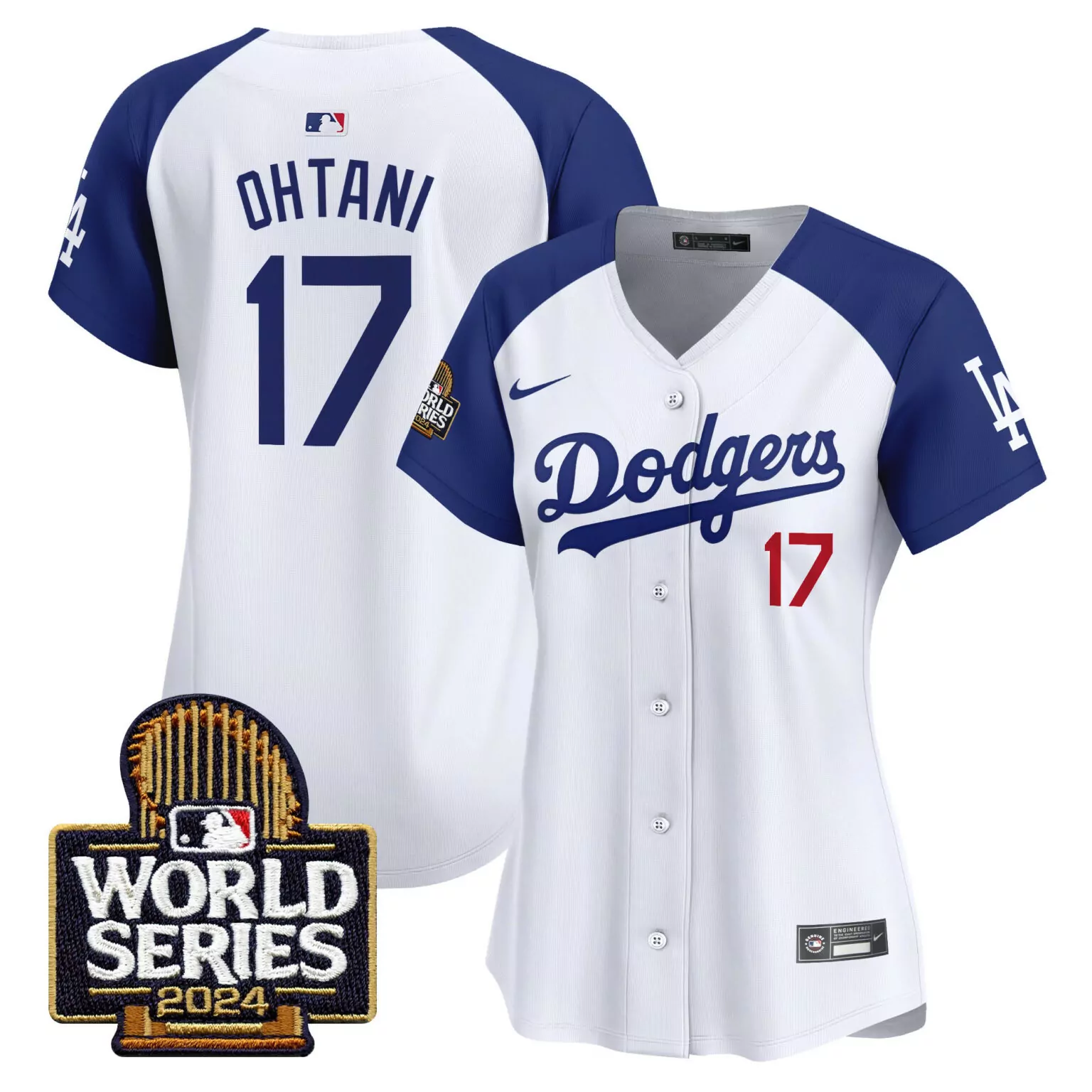 Shohei Ohtani 17 Dodgers Jersey White World Series 2024 Women Blue Alternate All