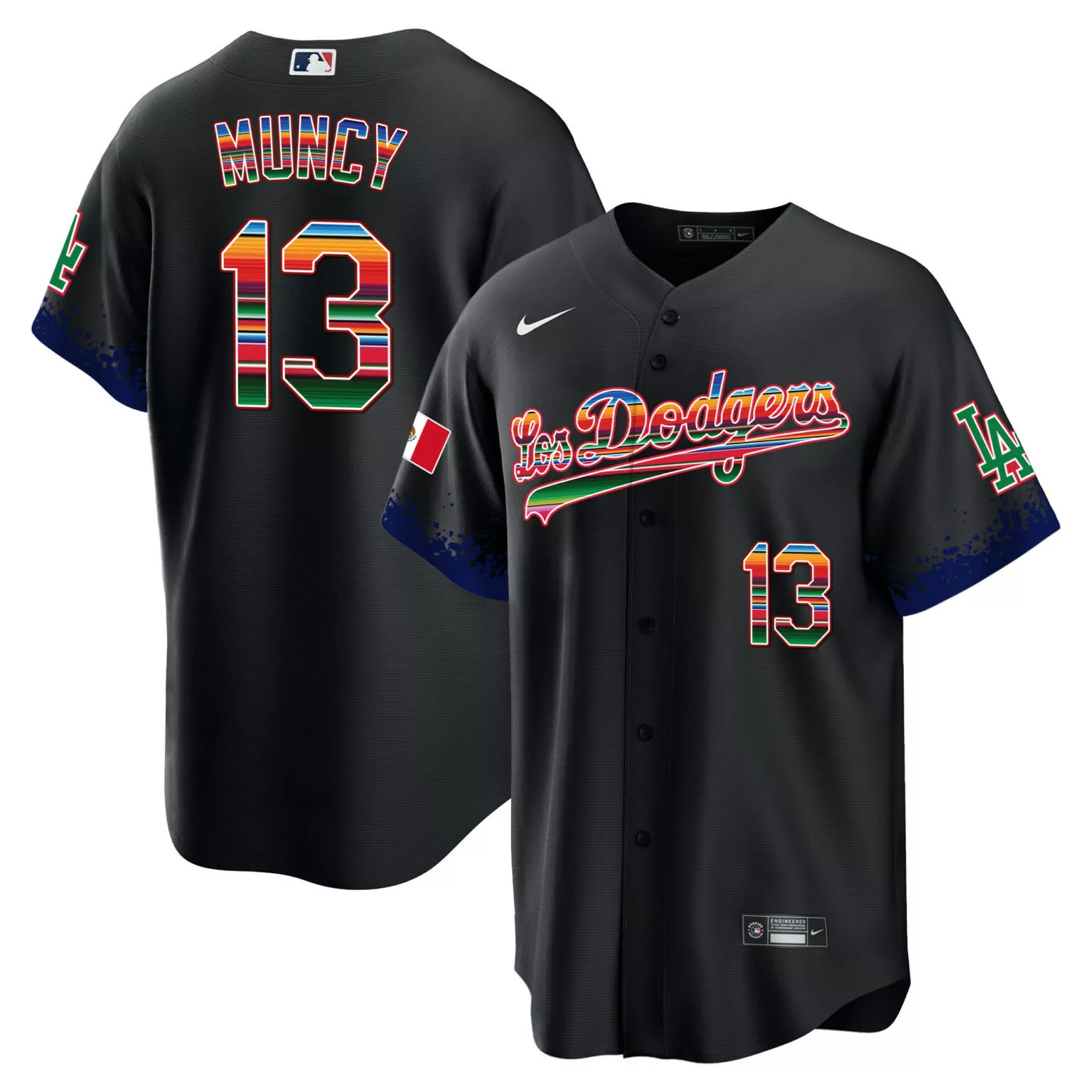 Muncey 13 Los Angeles Dodgers Jersey Black 'los Dodgers' City Connect Mexican Flag 2023