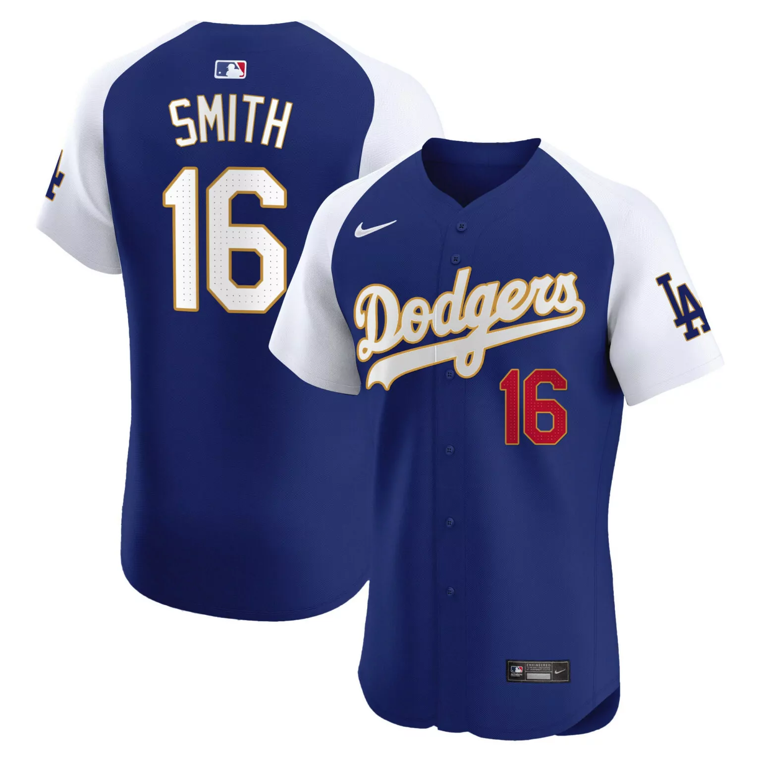 Will Smith 16 Los Angeles Dodgers Jersey Royal Blue Men White Red Gold Alternate