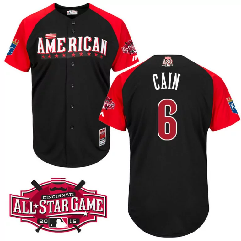 American League 6 Jersey Black 2015 Cincinnati All-star Game Men Red All