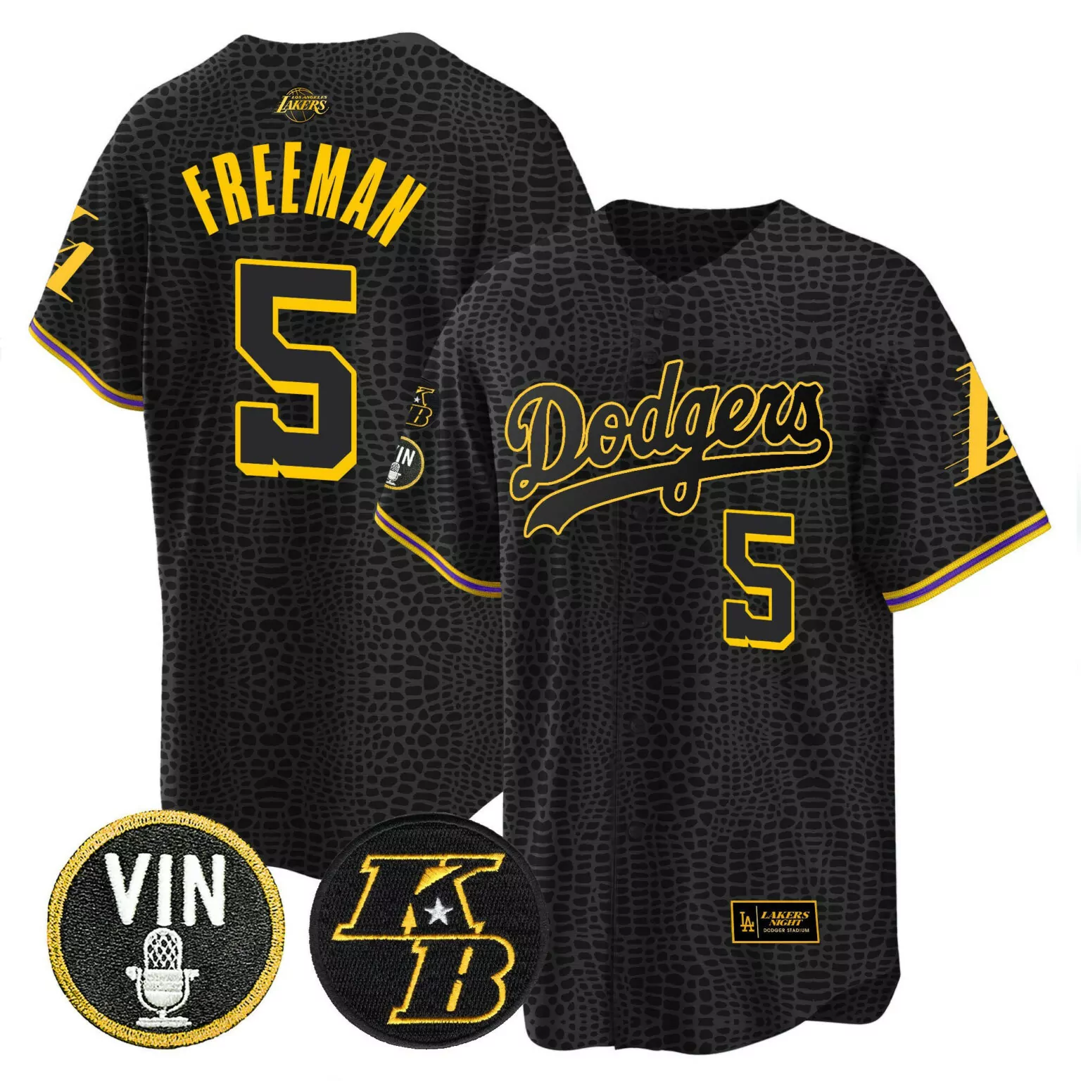 Freddie Freeman 5 Dodgers Jersey Black Lakers City Connect Vin 2023 Men Alternate