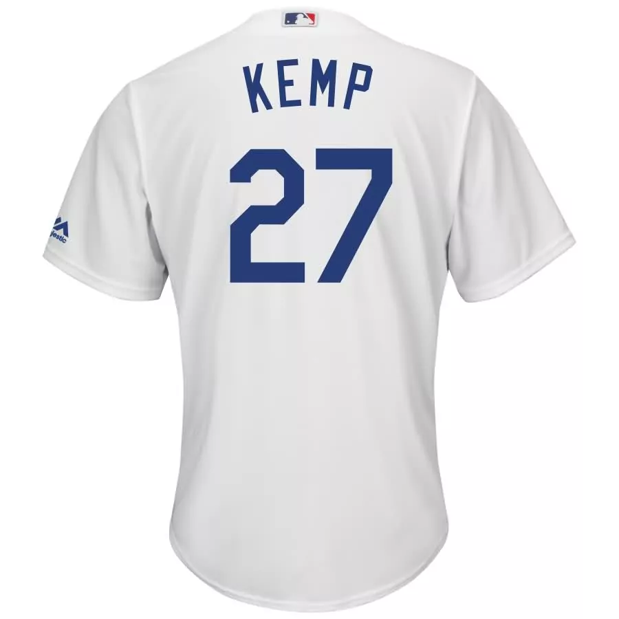 Matt Kemp 27 Los Angeles Dodgers Jersey White Men Blue Home Cool Base