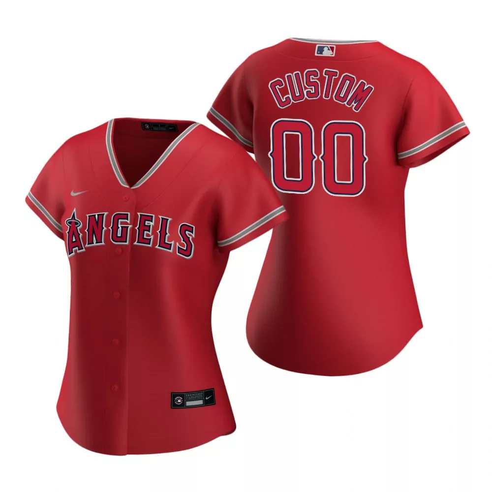 Custom Angels Jersey Red White Gray Alternate