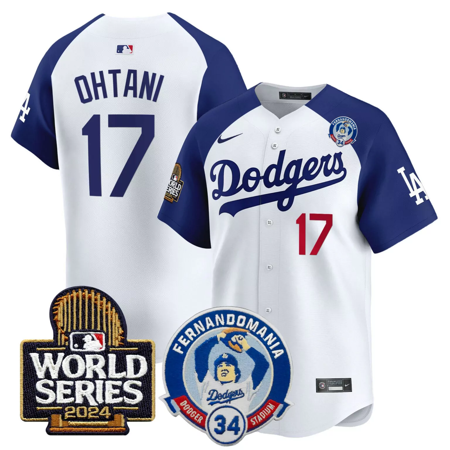 Shohei Ohtani 17 Dodgers Jersey White World Series 2024 Fernandomania 34 Dodger Stadium