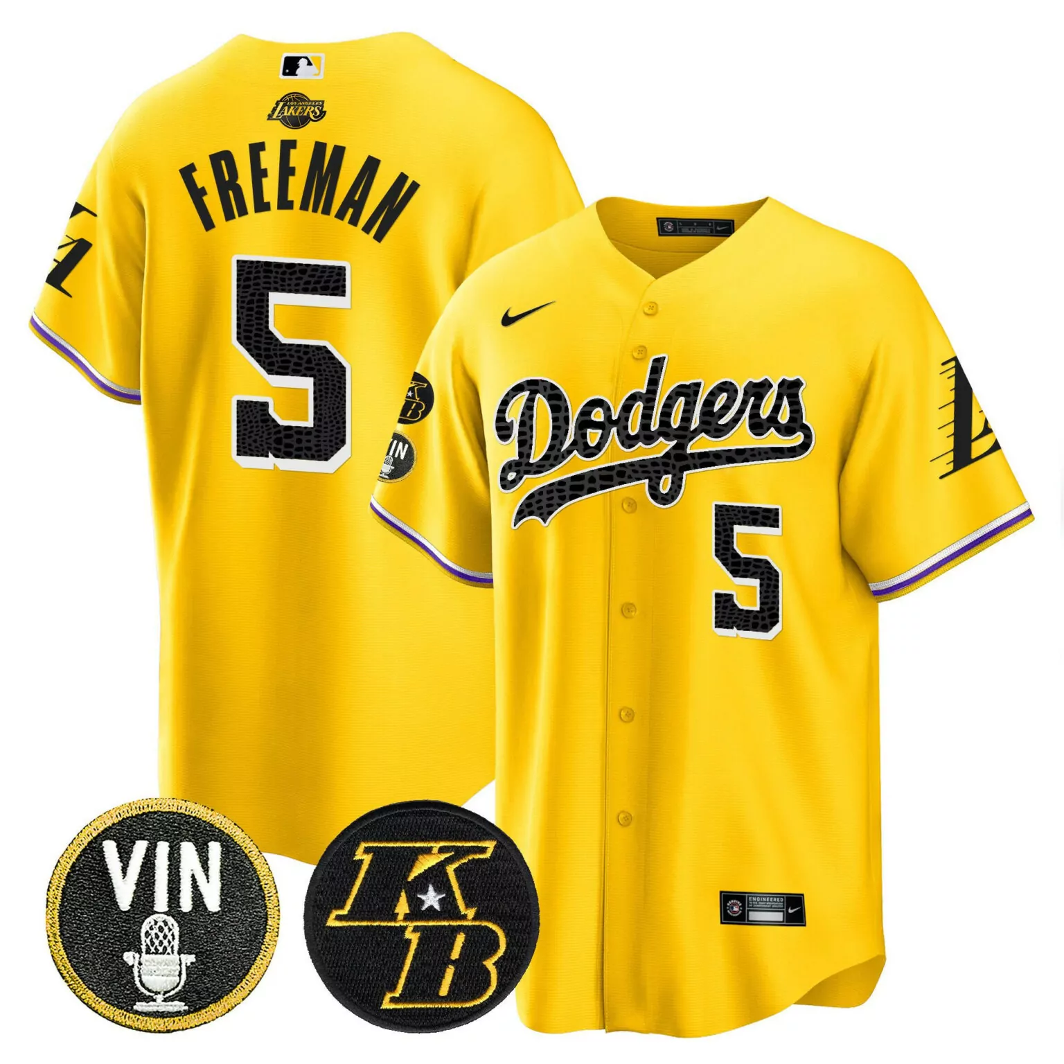 Freddie Freeman 5 Dodgers Jersey Yellow City Connect Vin Microphone Kb 2023 Men Custom Design