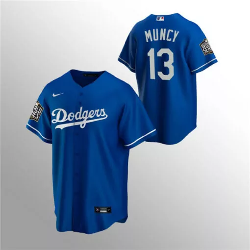 Max Muncy 13 Dodgers Jersey Blue World Series Men White Stitched