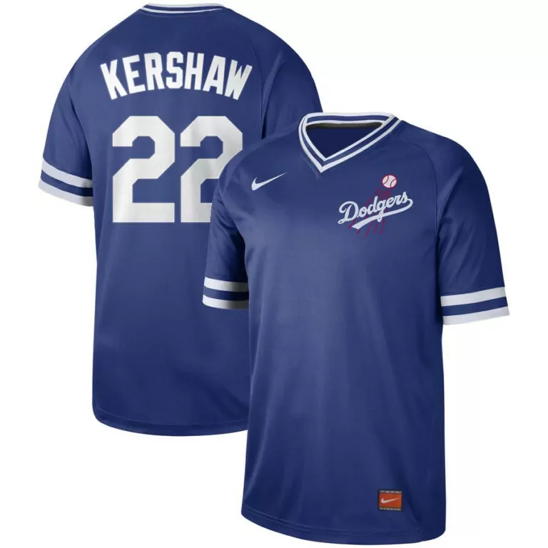 Clayton Kershaw 22 Dodgers Jersey Royal Blue Men Replica White Cooperstown Collection