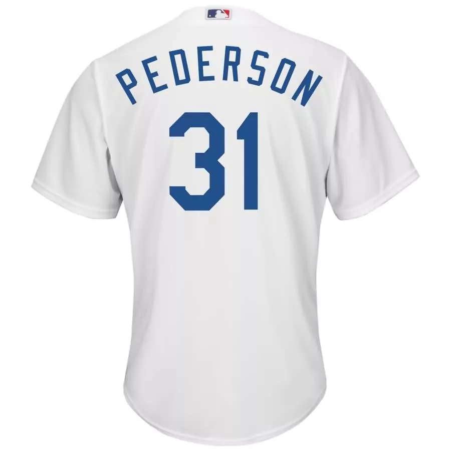 Joc Pederson 31 Dodgers Jersey White Men MLB Blue Official Cool Base