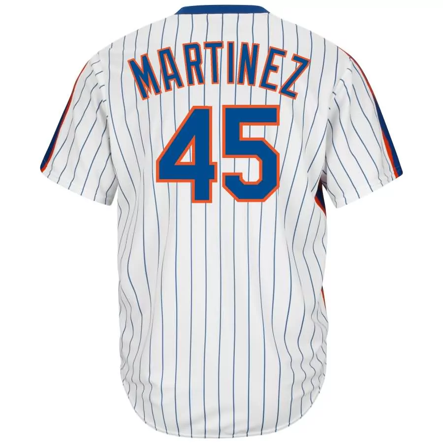 Pedro Martinez 45 New York Mets Jersey White Men Blue Orange Cooperstown Collection