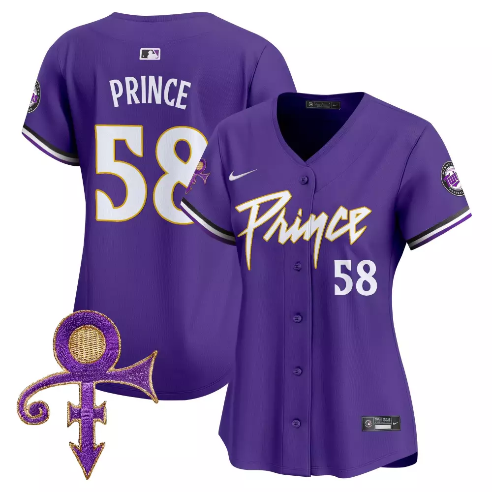 Prince 58 Minnesota Twins Jersey Purple Tribute Symbol Men White Gold Black Vapor
