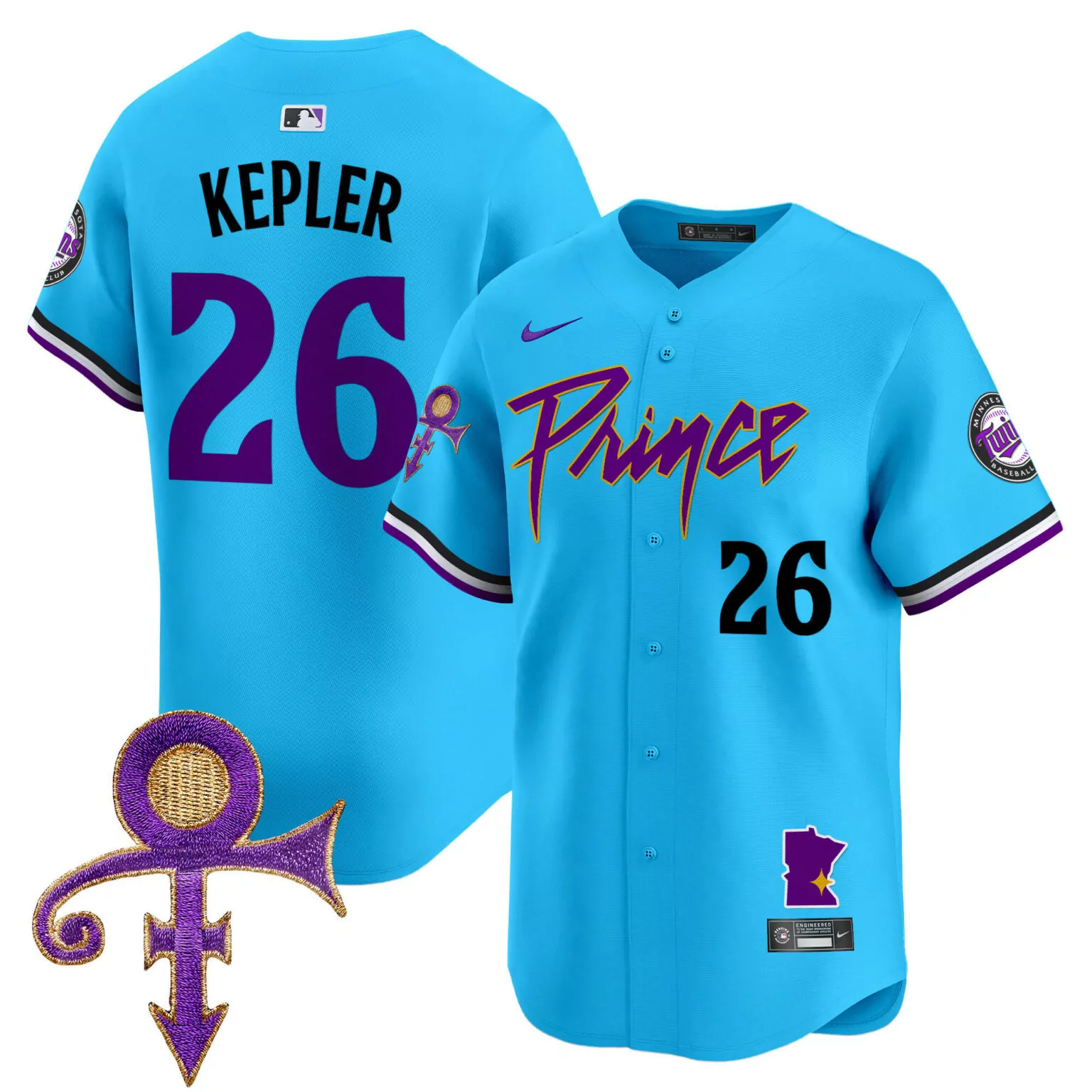 Max Kepler 26 Minnesota Twins Jersey Sky Blue Prince Symbol Outline Star 2023 Men