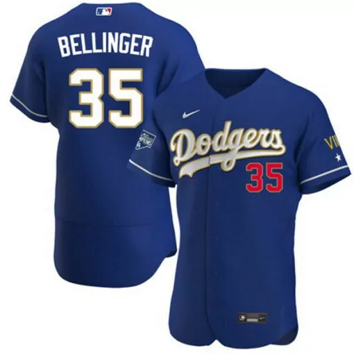 Cody Bellinger 35 Dodgers Jersey Royal Blue World Series Men Button-down White Gold