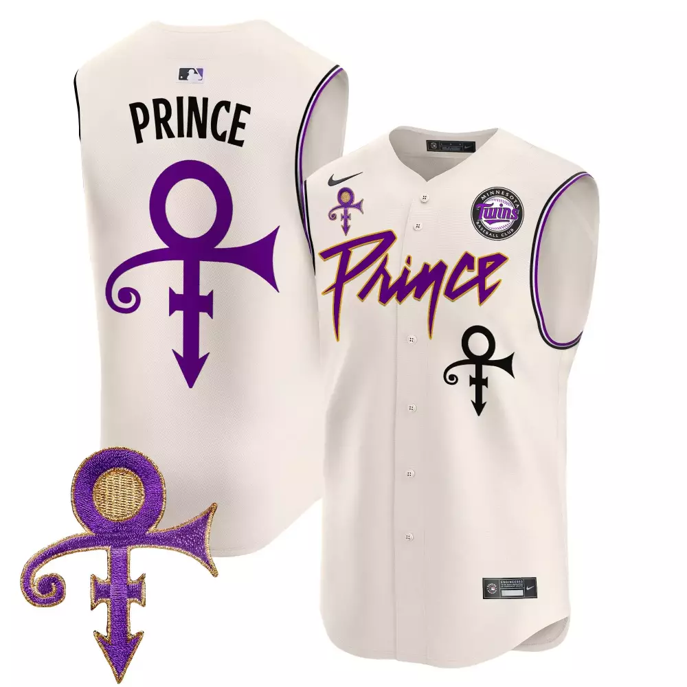 Prince Minnesota Twins Jersey White Symbol Men Purple Black Vapor Premier Limited