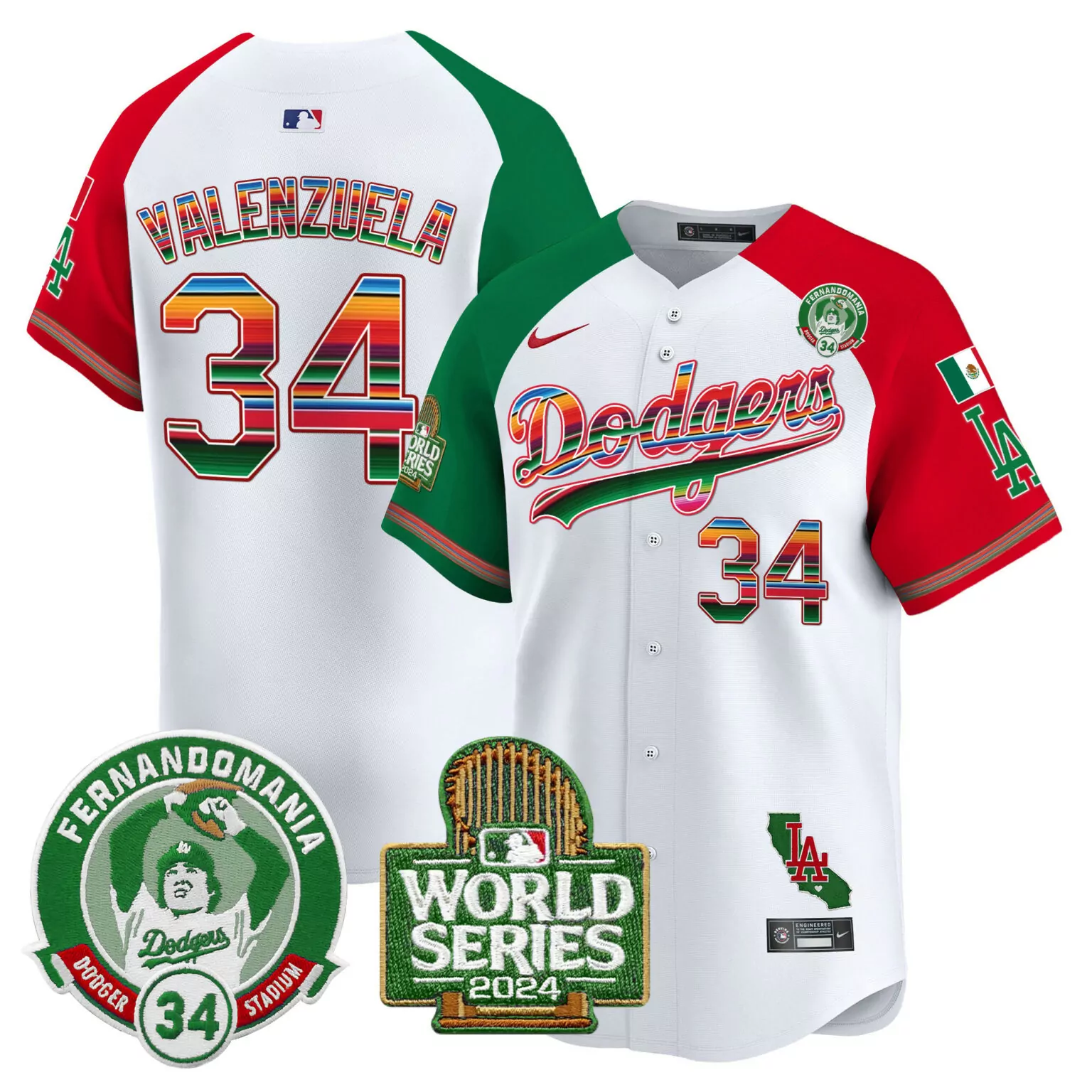 Fernando Valenzuela 34 Dodgers Jersey White Mexican Heritage World Series 2024 Fernandomania