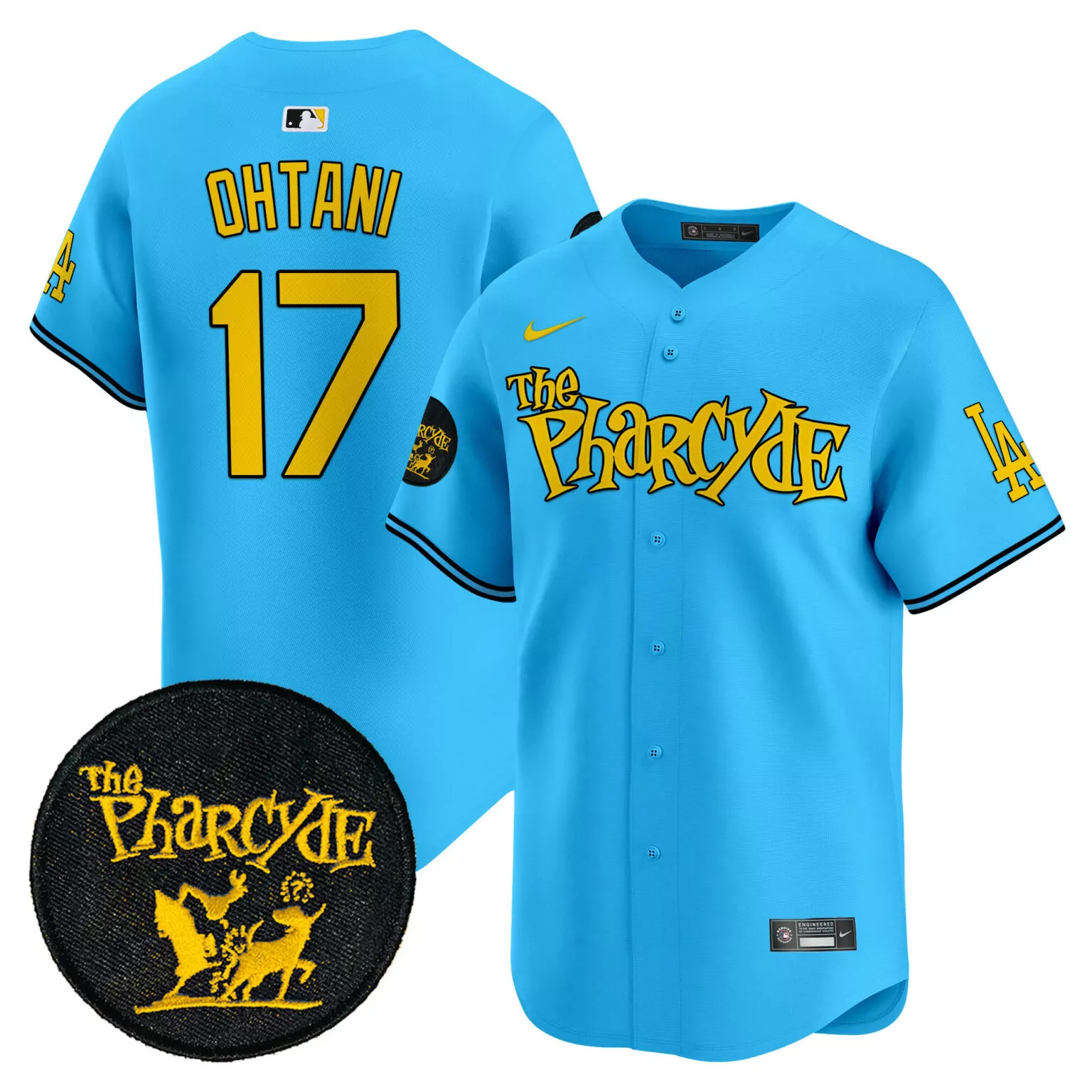 Shohei Ohtani 17 Dodgers Jersey Blue The Pharcyde Yellow Black All Stitched