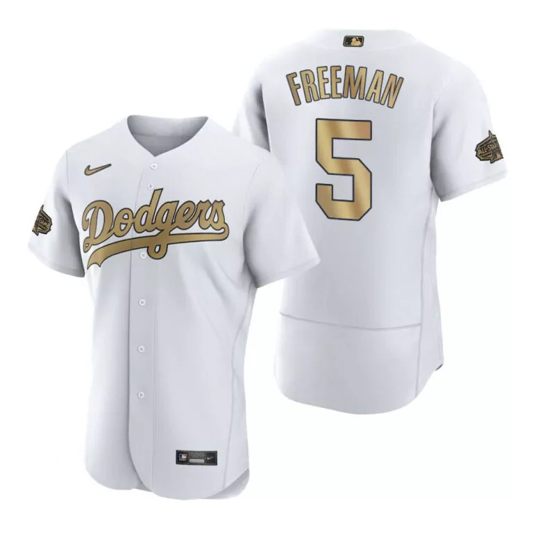 Freddie Freeman 5 Dodgers Jersey White All-star Game Men Gold All Stitched