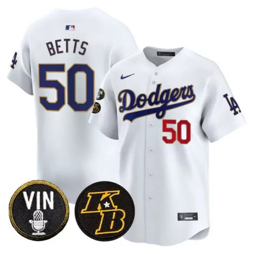 Mookie Betts 50 Dodgers Jersey White Kobe Bryant Tribute Vin Lakers 2023 Men Blue