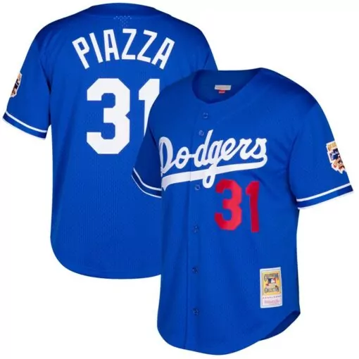 Mike Piazza 31 Dodgers Jersey Royal Blue Champions Collection Men White Red Cooperstown