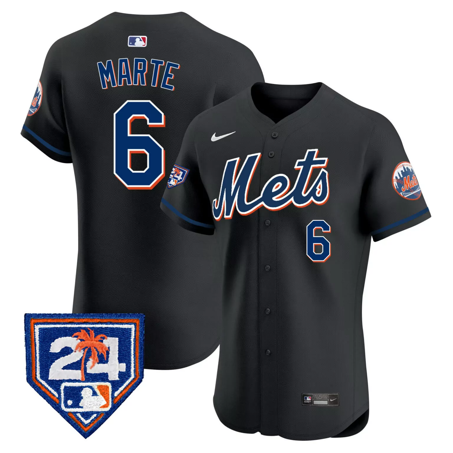 Starling Marte 6 Mets Jersey Black City Connect 24 Palm Tree Men Custom Design Orange