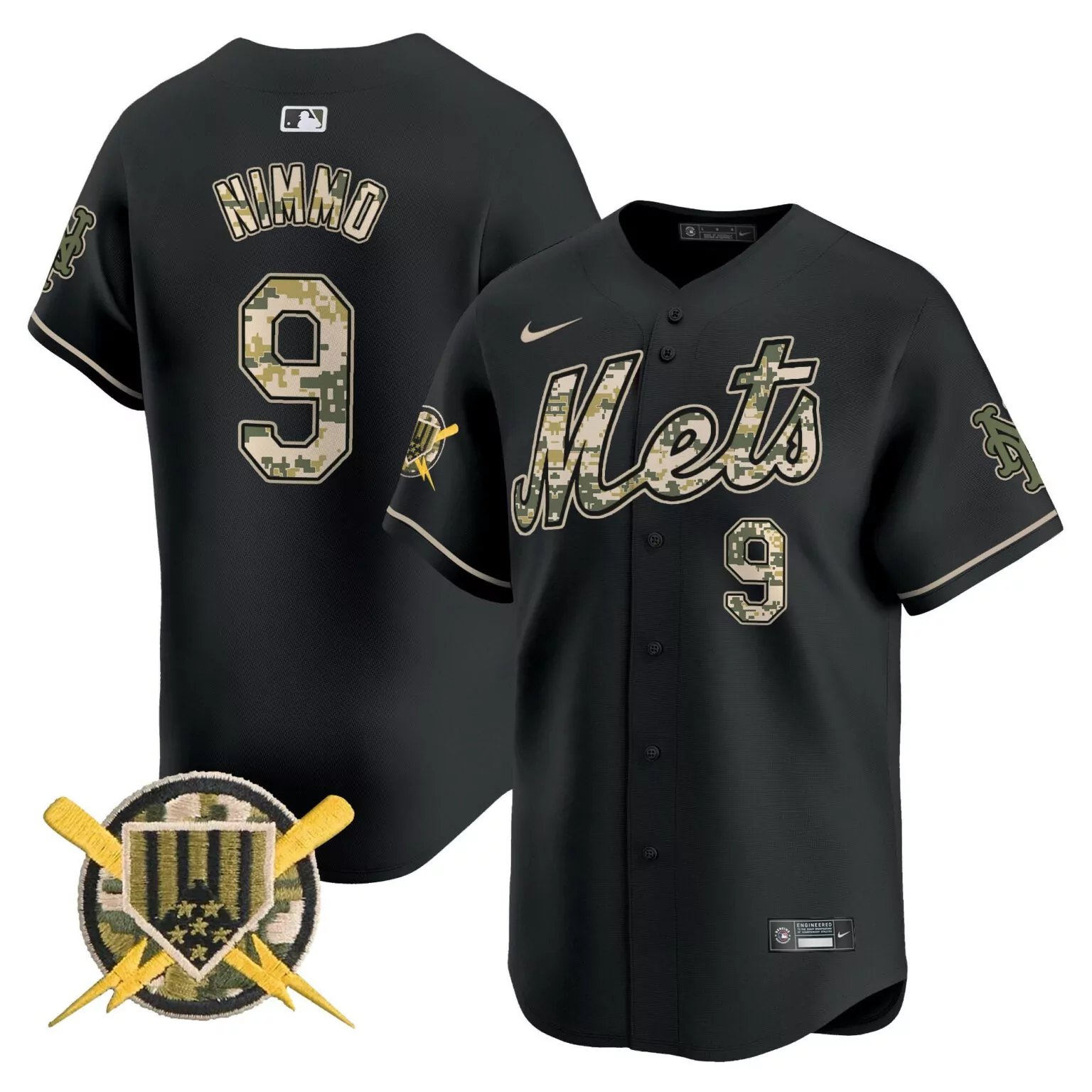 Brandon Nimmo 9 Mets Jersey Black Military Appreciation 2023 Men Custom Design Camouflage