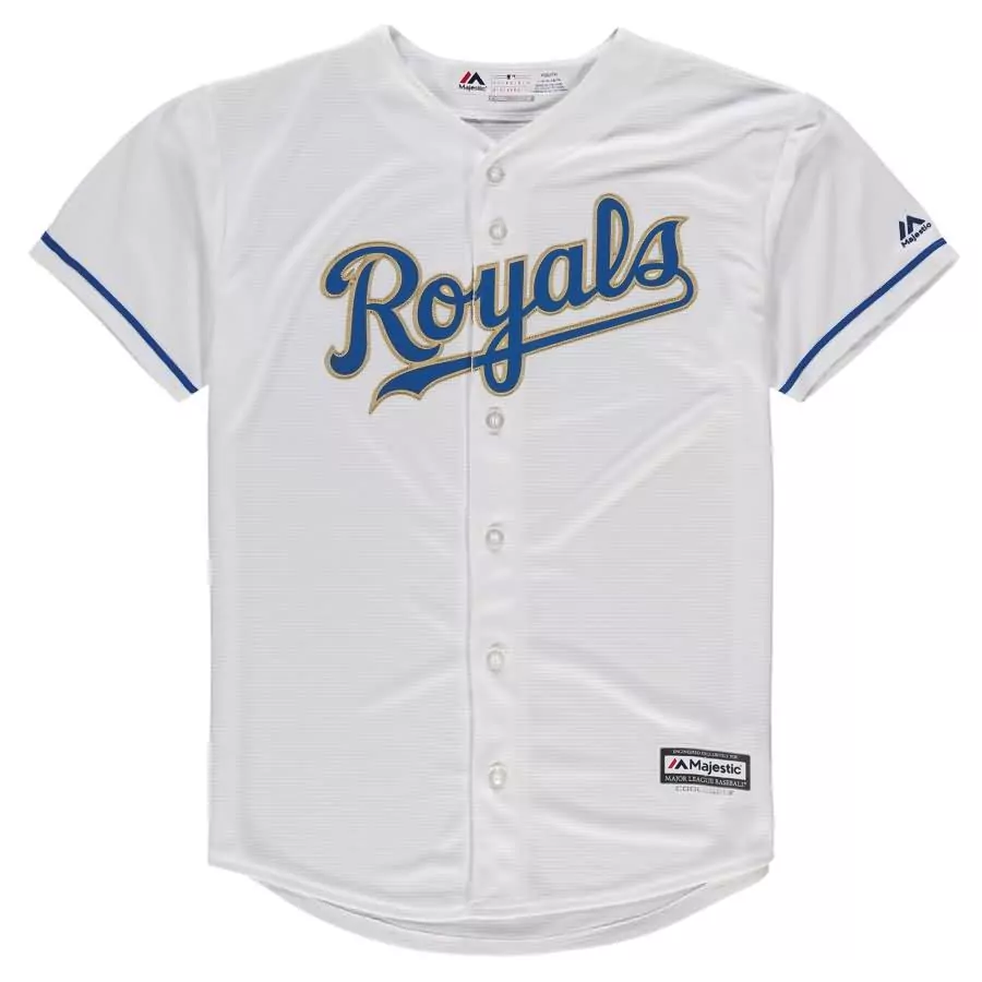 Jalen Royals Kansas City Jersey White Majestic Blue Gold Home Official Cool Base