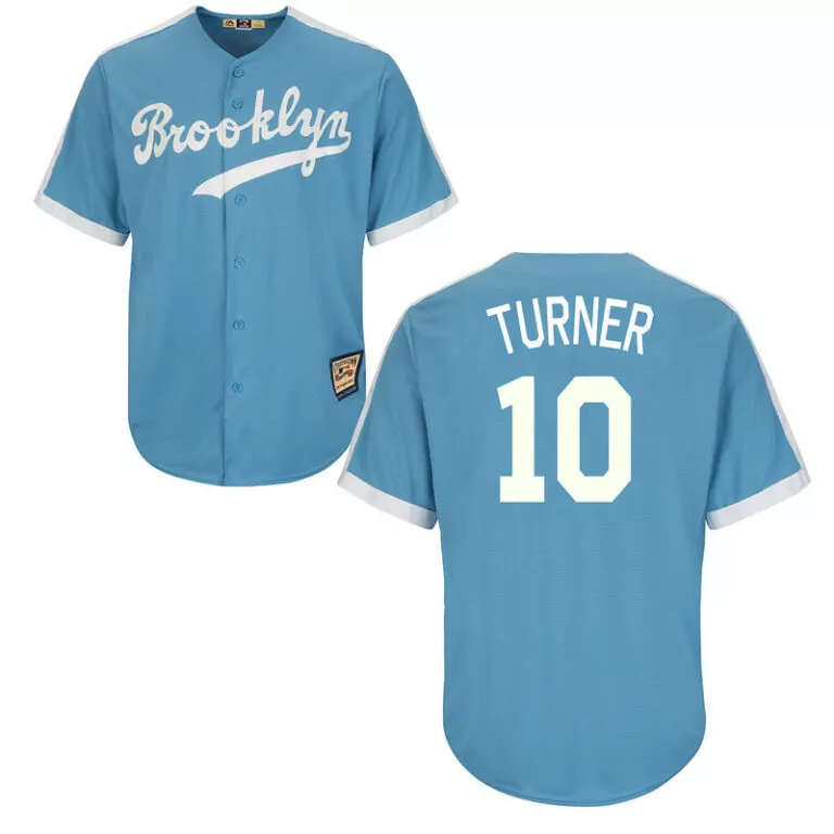Justin Turner 10 Brooklyn Jersey Blue Majestic Athletic Cooperstown Collection Men