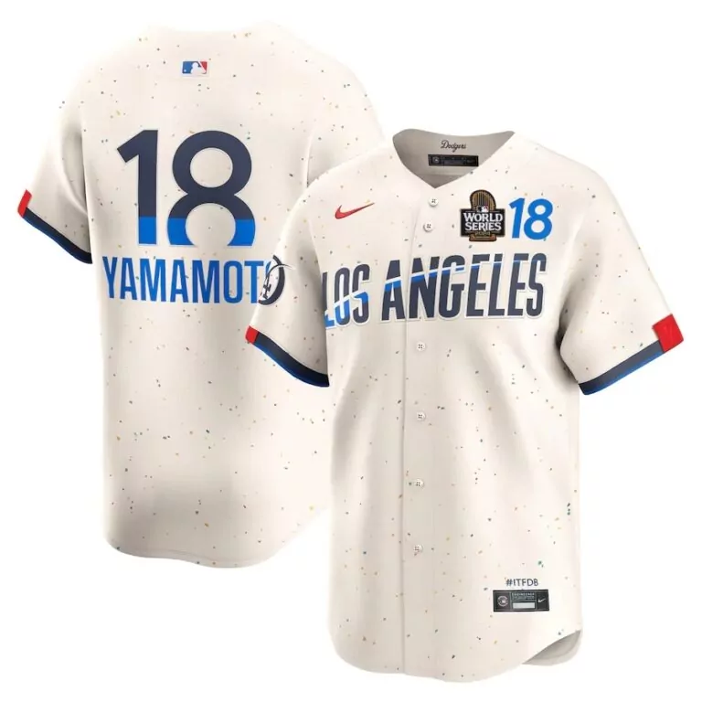 Yoshinobu Yamamoto 18 Jersey Cream 2018 World Series Los Angeles Dodgers Men Custom Design