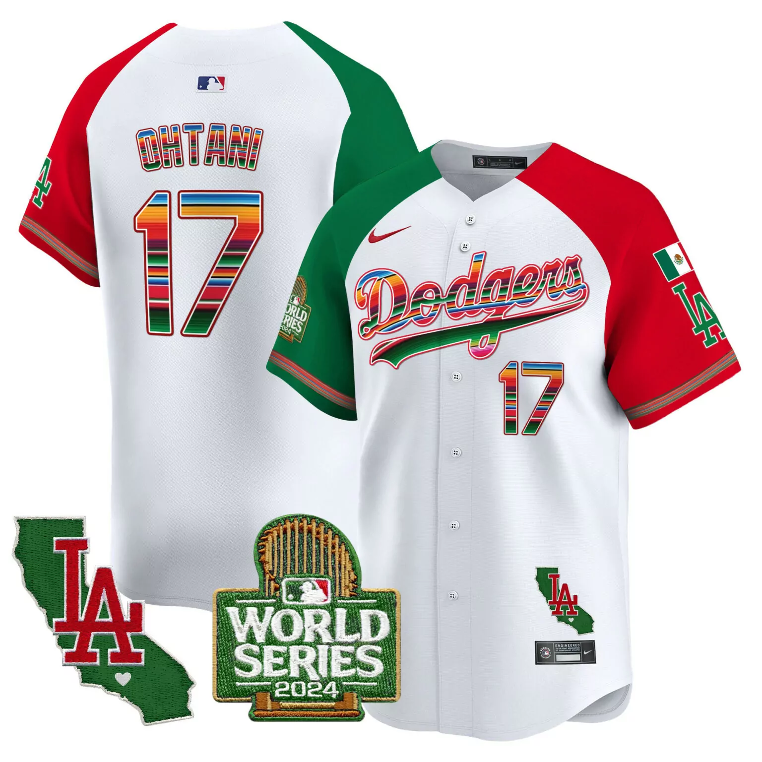 Shohei Ohtani 17 Dodgers Jersey White Mexican Heritage World Series 2024 California LA