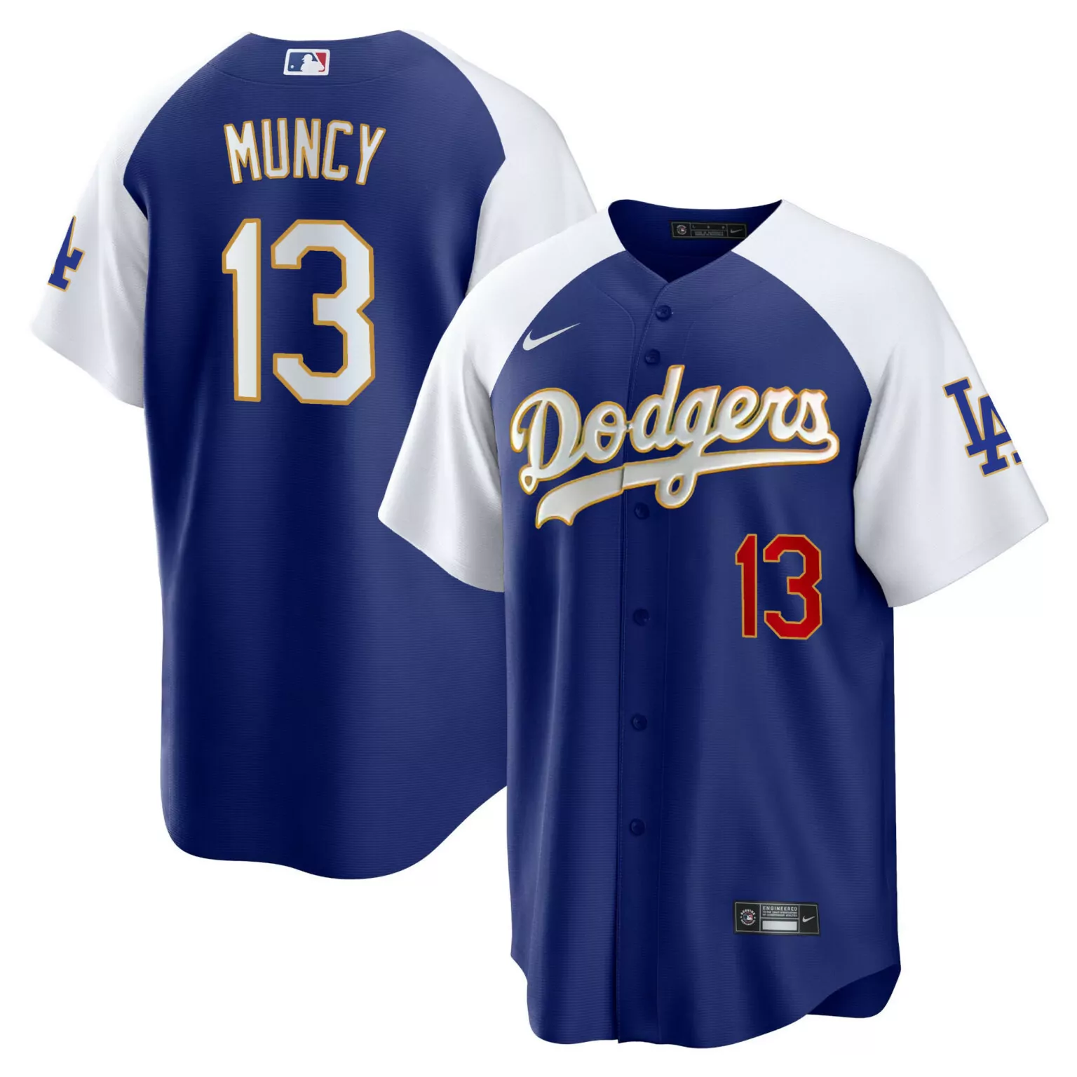 Max Muncy 13 Dodgers Jersey Blue Men Replica White Gold Red Alternate All Stitched