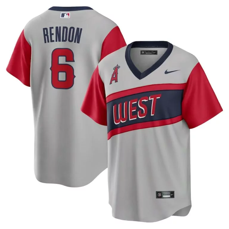Anthony Rendon 6 Jersey Gray Los Angeles Angels Men Split Design Red Navy Blue Classic