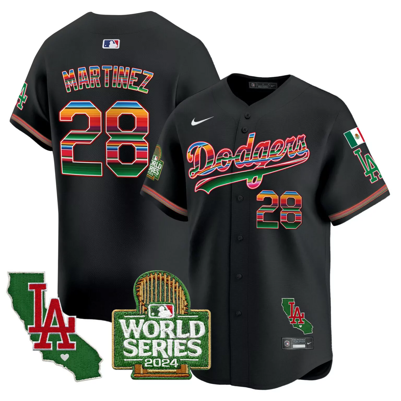 Jd Martinez 28 Dodgers Jersey Black City Connect World Series 2024 Men Split Design