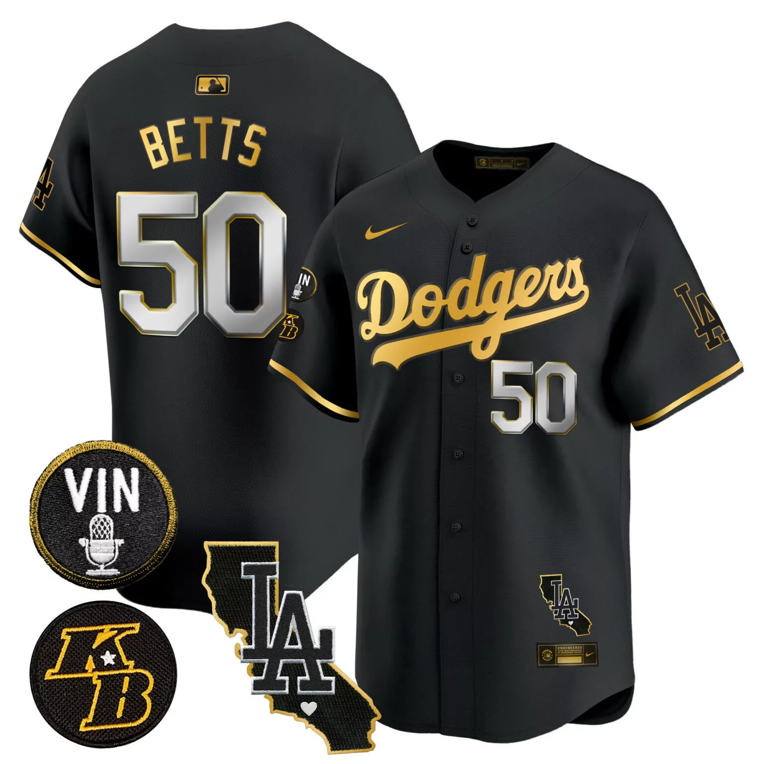 Mookie Betts 50 Dodgers Jersey Black City Connect Vin Scully Los Angeles 2023 Men