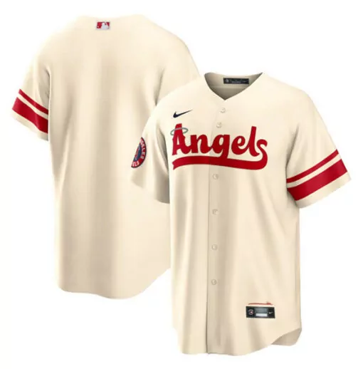 Shohei Ohtani 17 Jersey Cream Los Angeles Angels Men Red Cool Base Stitched