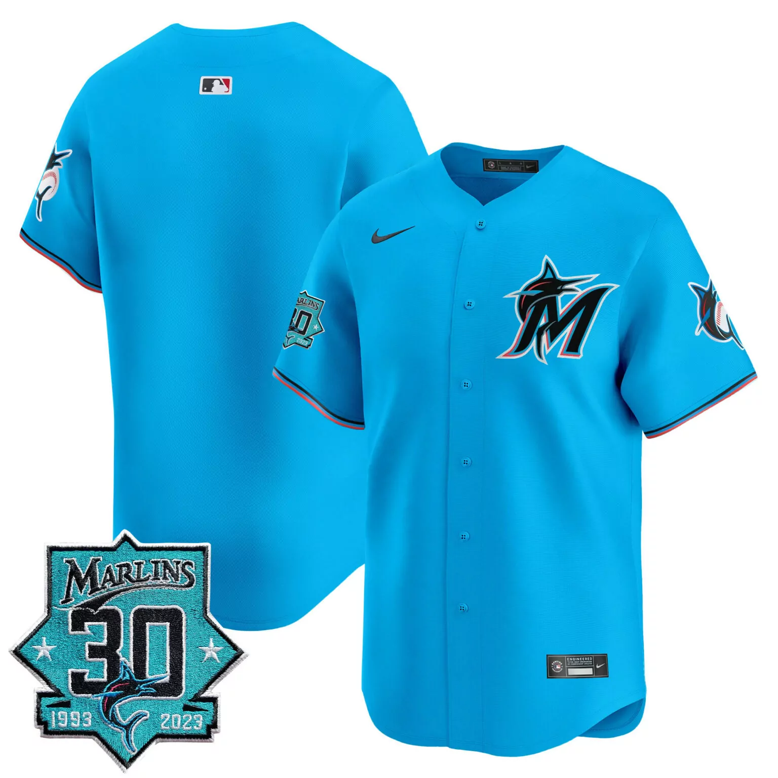 Custom Miami Marlins Jersey Blue Men Black White Red Pink Anniversary All Stitched