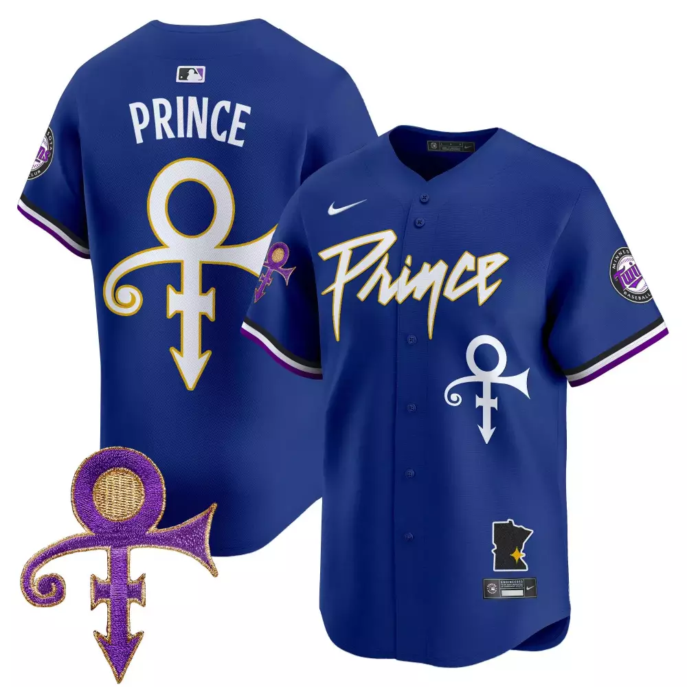 Prince Minnesota Twins Jersey Royal Blue Symbol Men White Purple Gold Vapor Premier