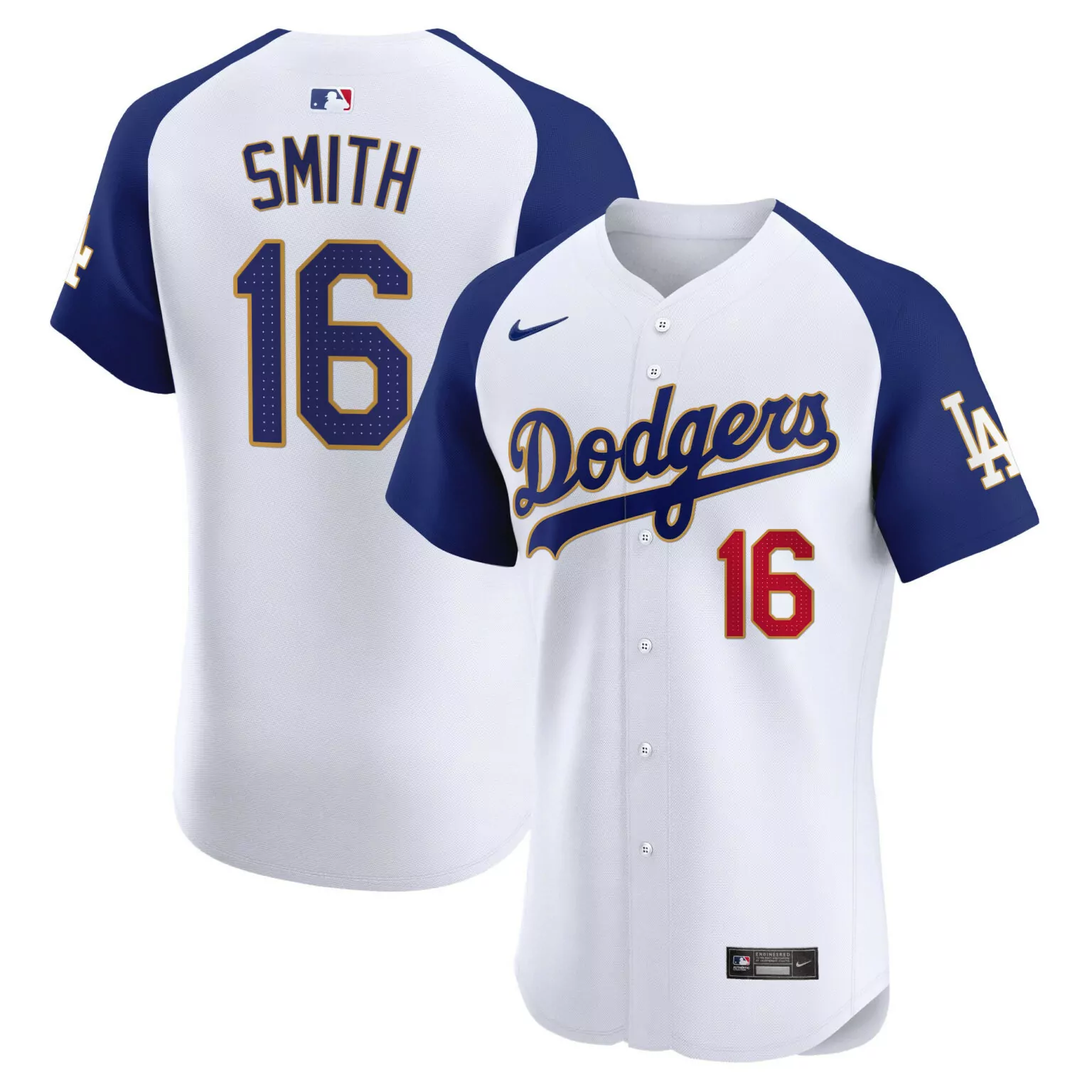 Will Smith 16 Dodgers Jersey White Men Blue Red Alternate Elite All Stitched