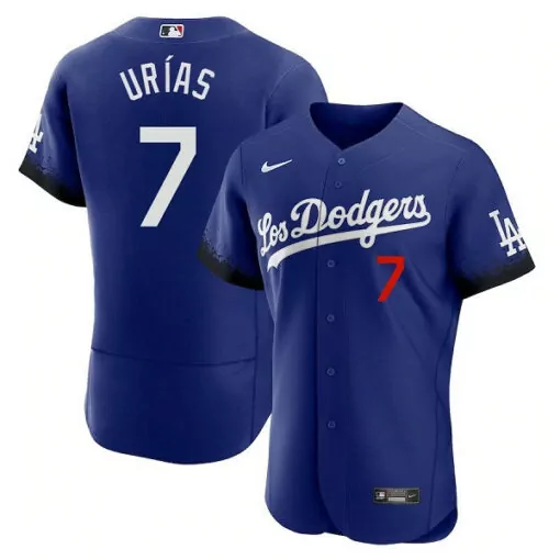 Julio Urias 7 Los Angeles Dodgers Jersey Royal Blue Men White Black Flex Base Stitched
